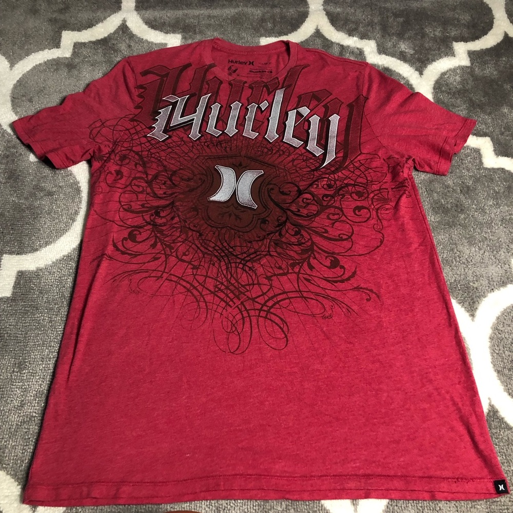 Hurley Tshirt Mens XL Buckle Logo Spellout Red Short Sleeve Shirt